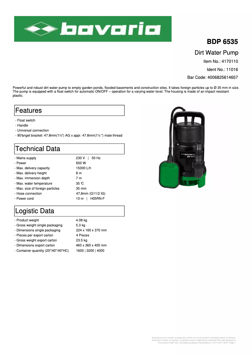 Página nº 1 - Ficha técnica Bavaria BDP 6535