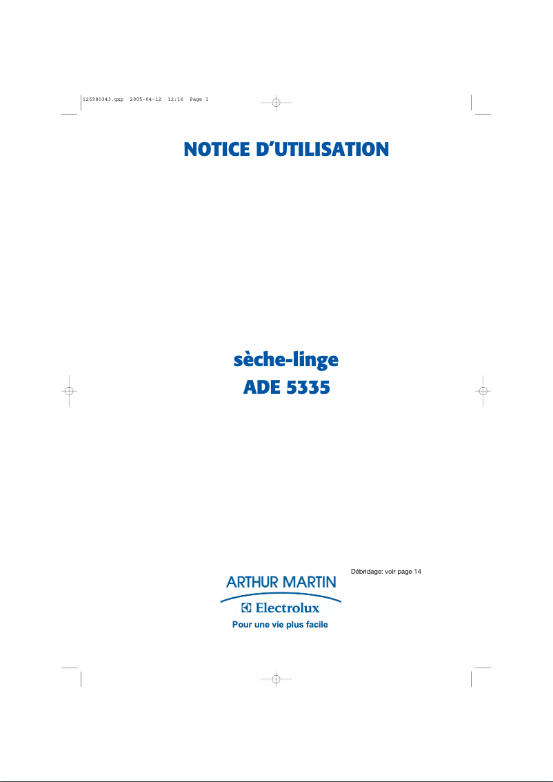Página 1 del manual Manual de usuario Arthur Martin-Electrolux ADE 5335