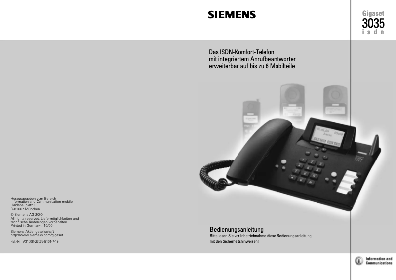 Imagen de la primera página del manual del dispositivo Gigaset 3035