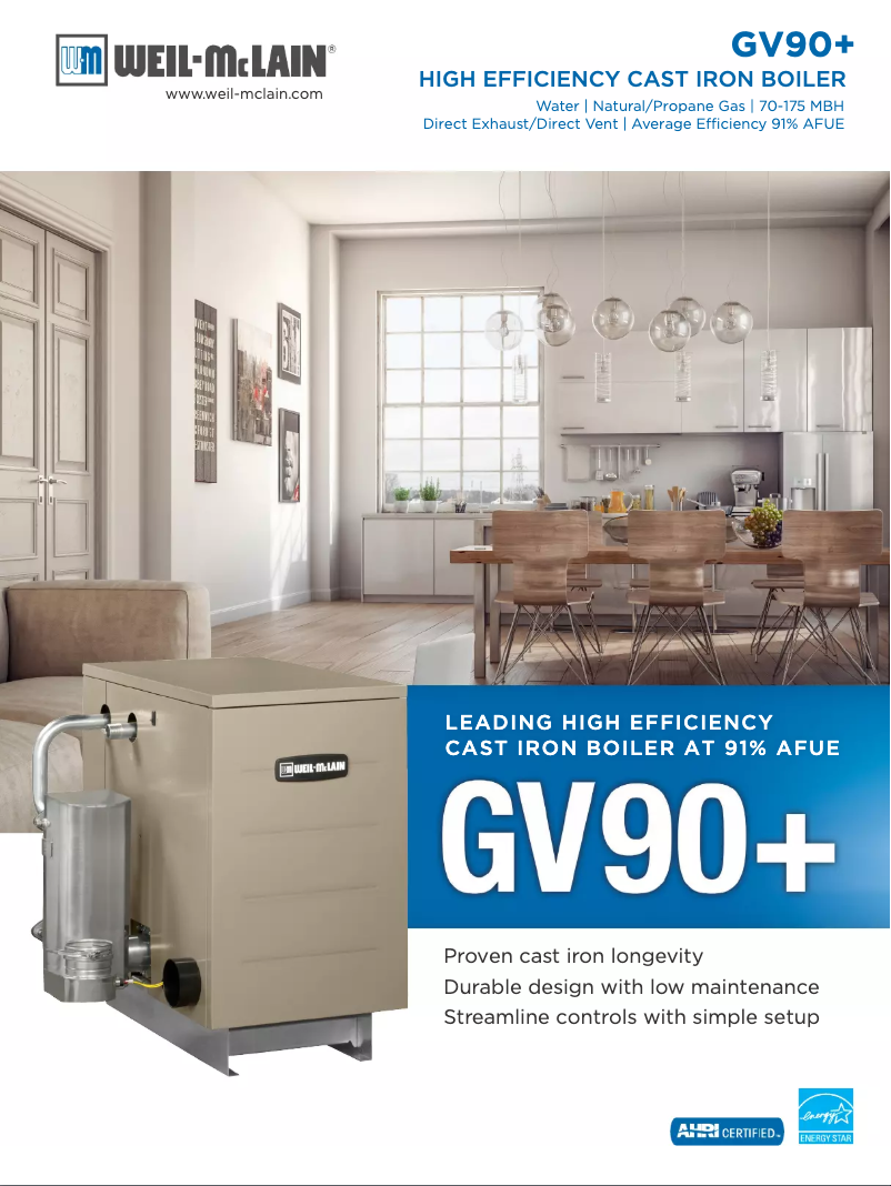 Página 1 del manual Folleto Weil-McLain GV90+