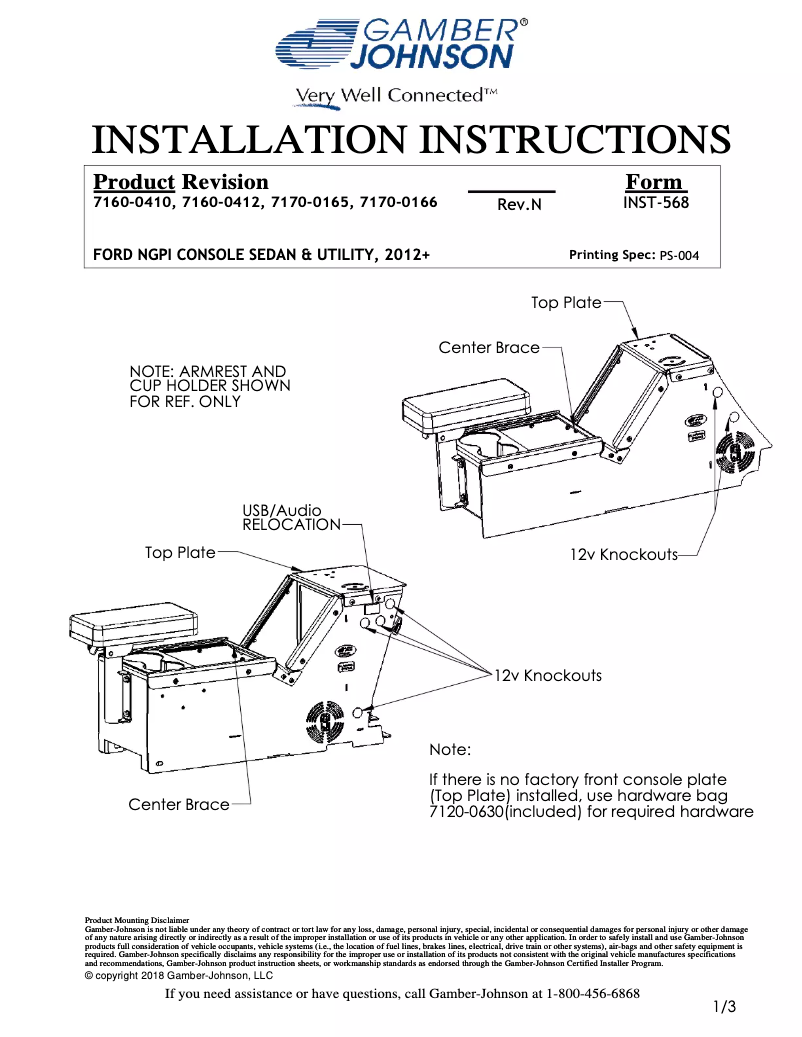 Página 1 del manual Manual de usuario Gamber-Johnson 7170-0166-02