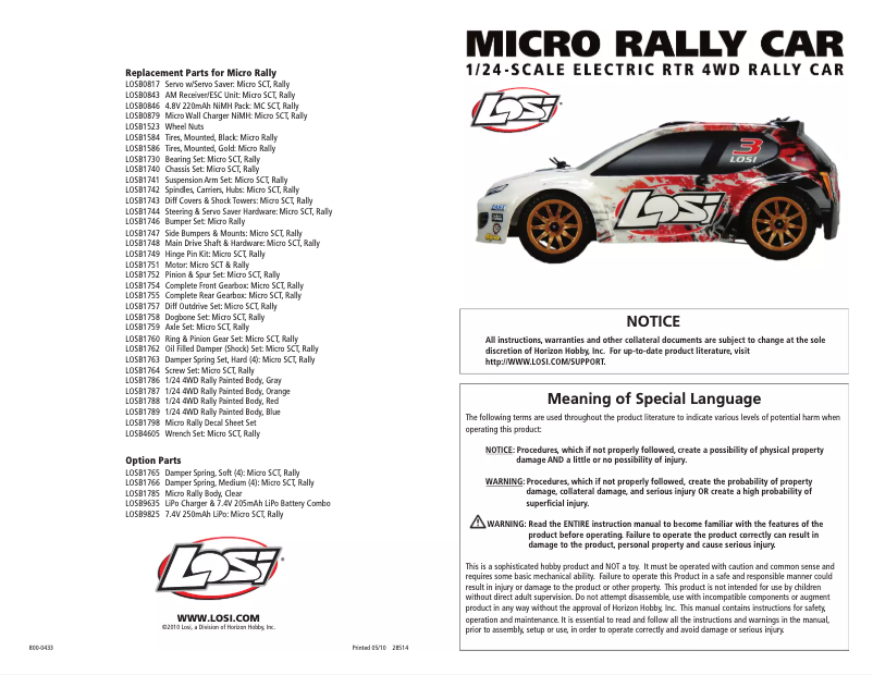 Imagen de la primera página del manual del dispositivo 1/24 4WD Rally Car RTR