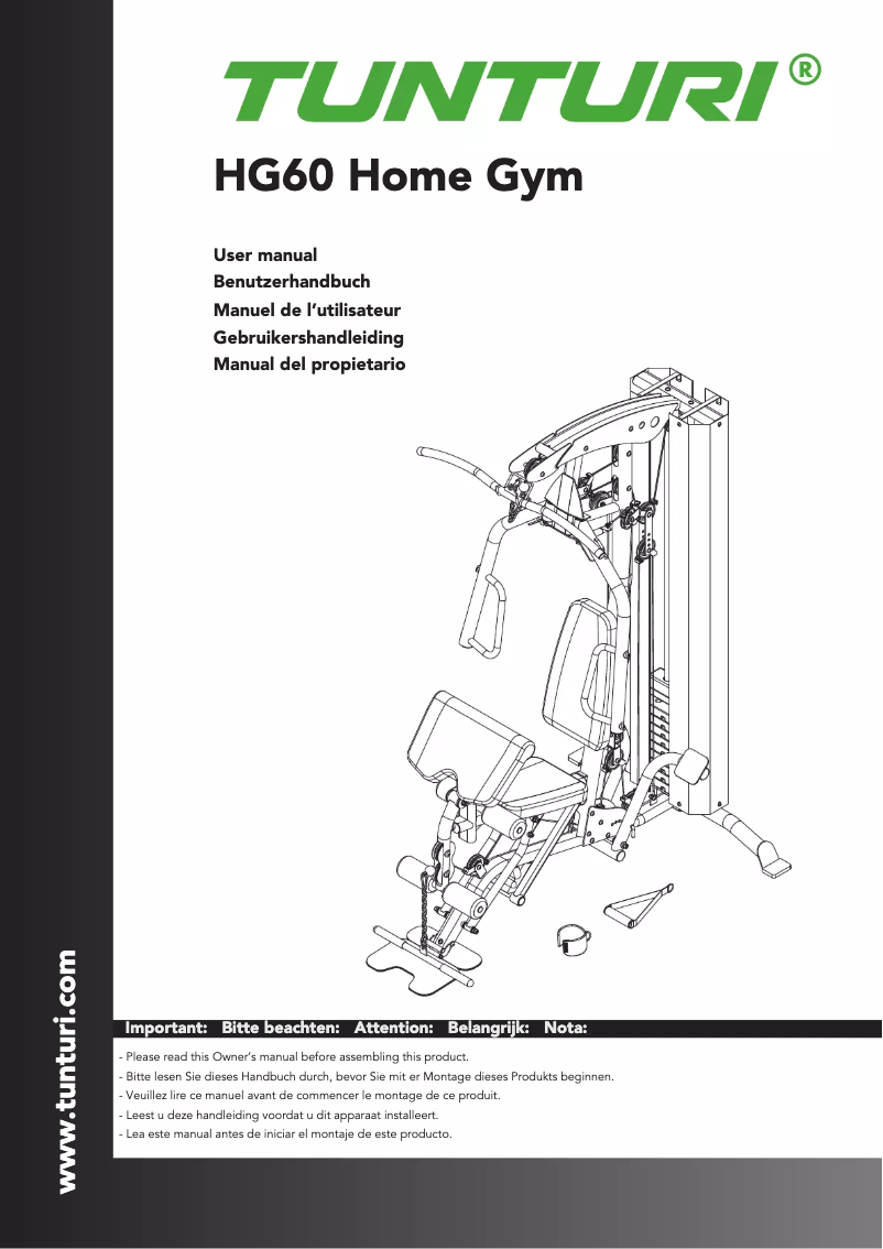 Imagen de la primera página del manual del dispositivo Home Gym HG60