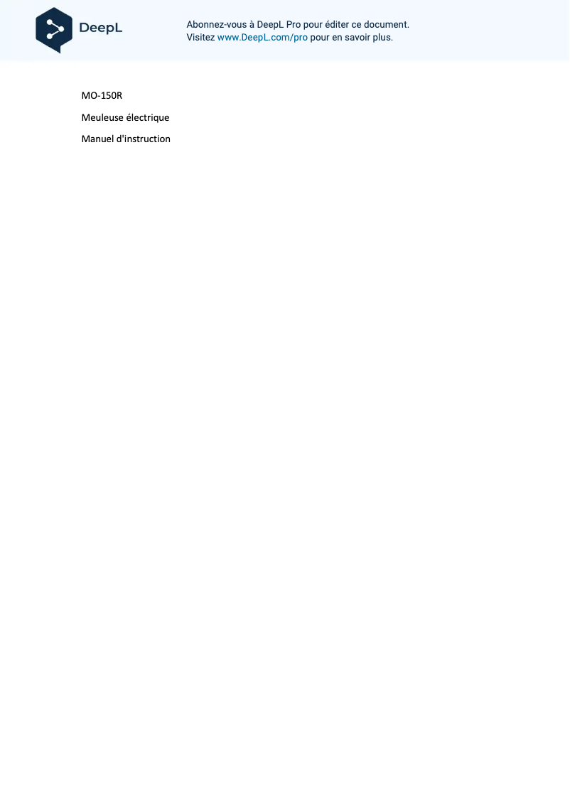 Imagen de la primera página del manual del dispositivo MO-150R