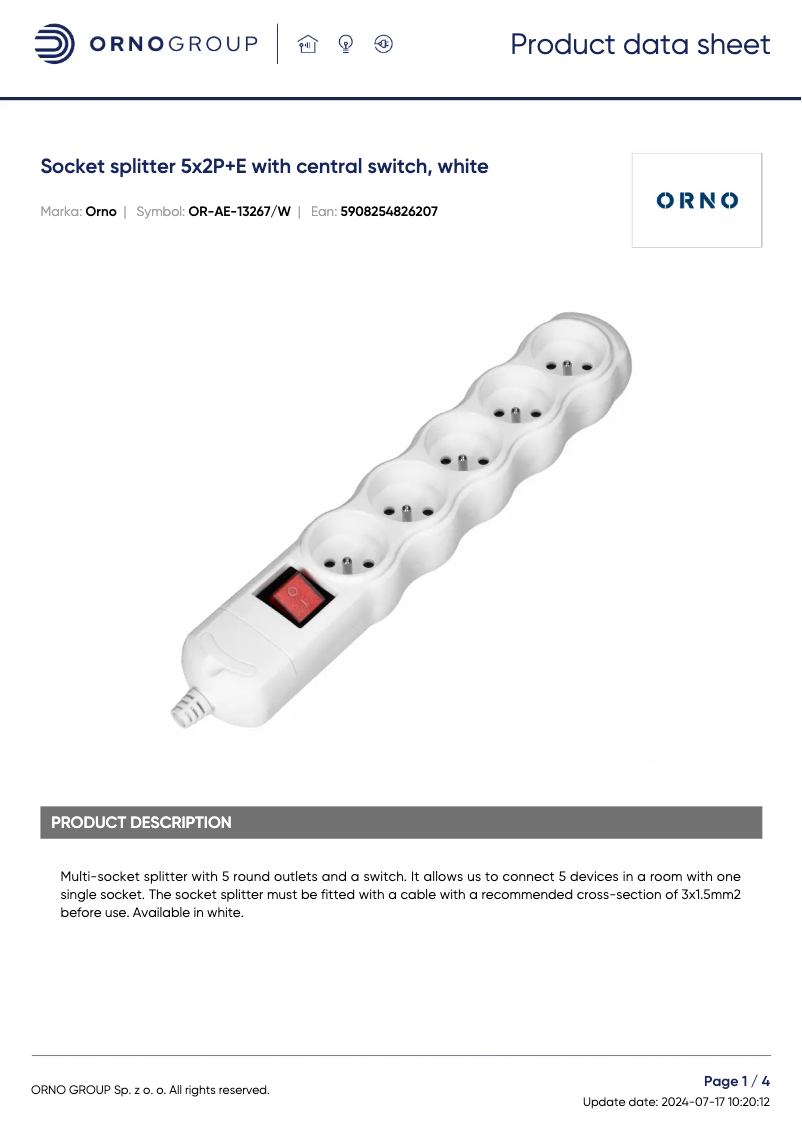 Página nº 1 - Ficha técnica ORNO OR-AE-13267