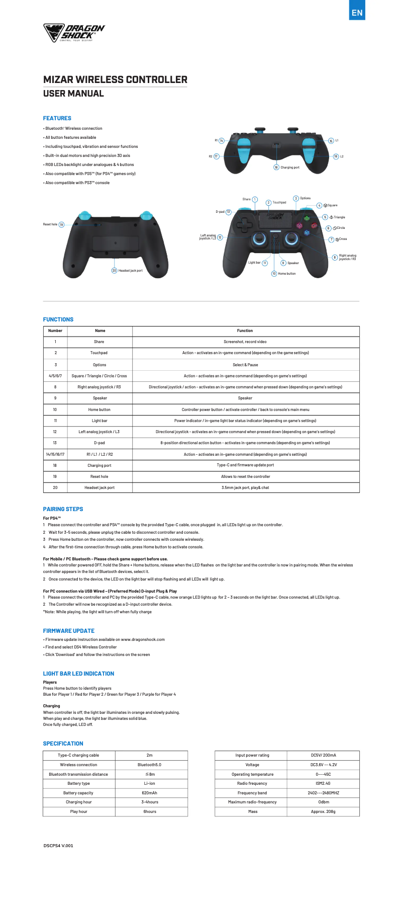 Página nº 1 - Manual de usuario Dragonshock Mizar