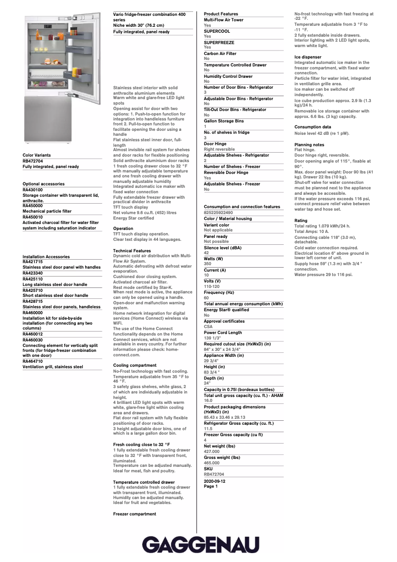 Imagen de la primera página del manual del dispositivo RB472704
