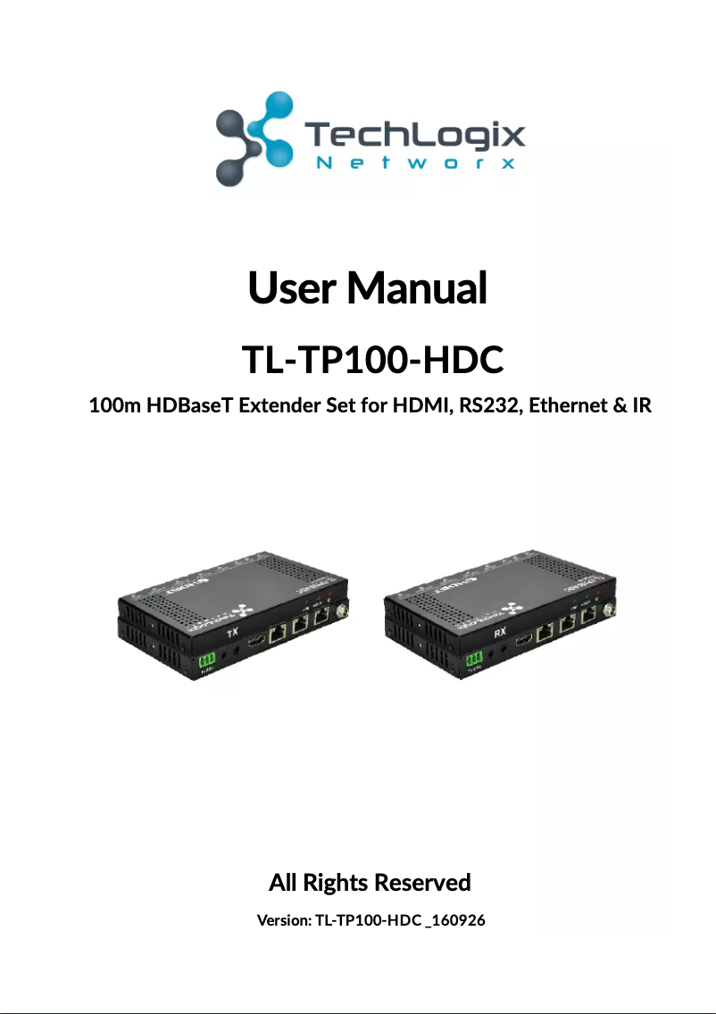 Página nº 1 - Manual de usuario TechLogix Networx TL-TP100-HDC