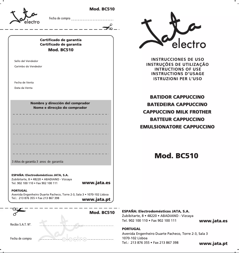 Página nº 1 - Manual de usuario Jata BC510