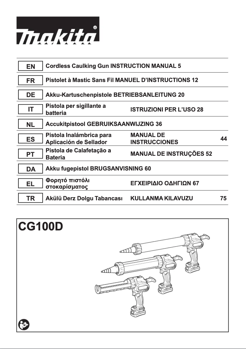 Página 1 del manual Manual de usuario Makita CG100DZA