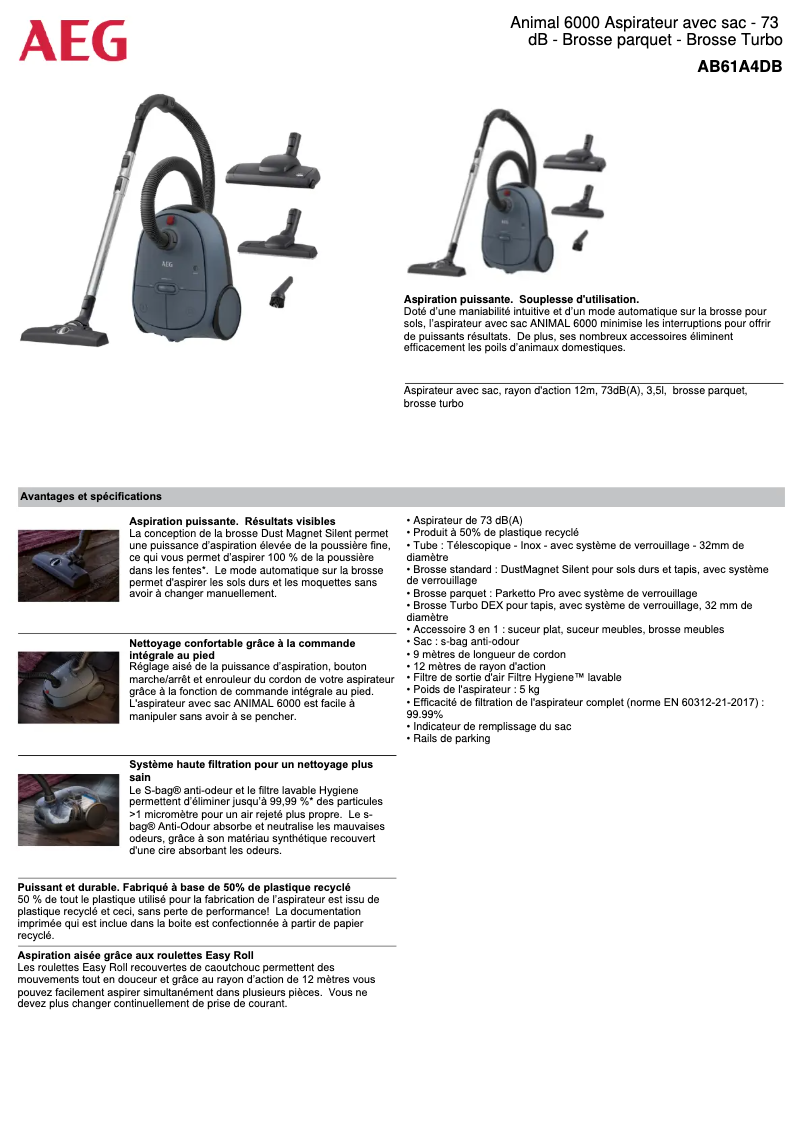 Imagen de la primera página del manual del dispositivo AB61A4DB