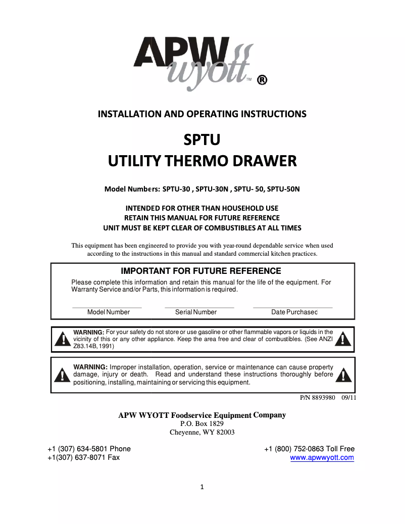 Imagen de la primera página del manual del dispositivo SPTU-30N