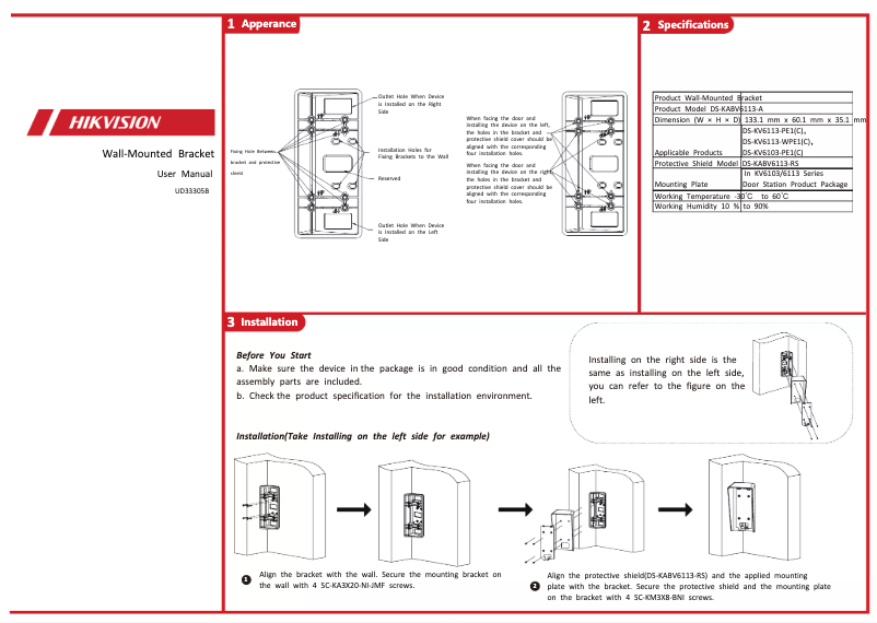 Página nº 1 - Manual de usuario Hikvision DS-KABV6113-A