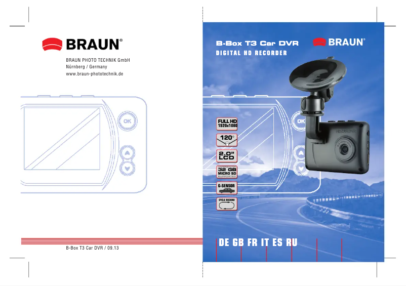 Imagen de la primera página del manual del dispositivo B-Box T3 Car DVR