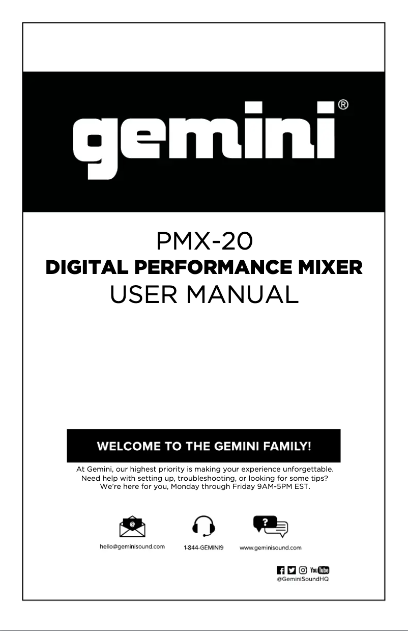 Imagen de la primera página del manual del dispositivo PMX-20