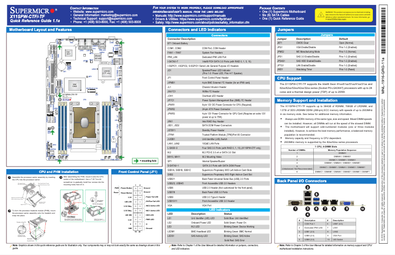 Imagen de la primera página del manual del dispositivo X11SPW-CTF