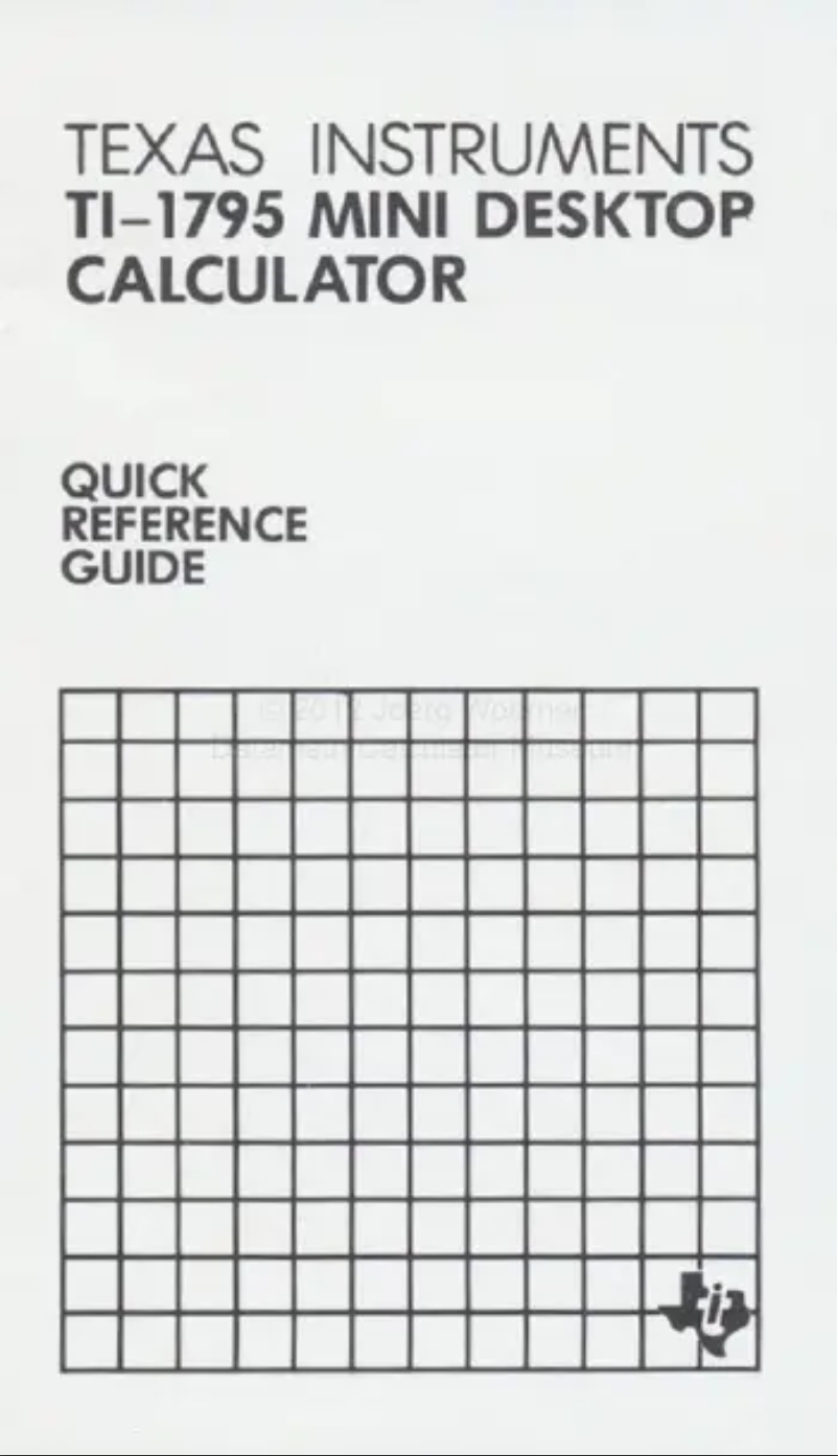 Imagen de la primera página del manual del dispositivo TI-1795