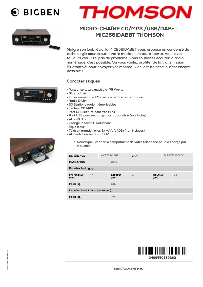 Página 1 del manual Manual de usuario Thomson MIC256IDABBT
