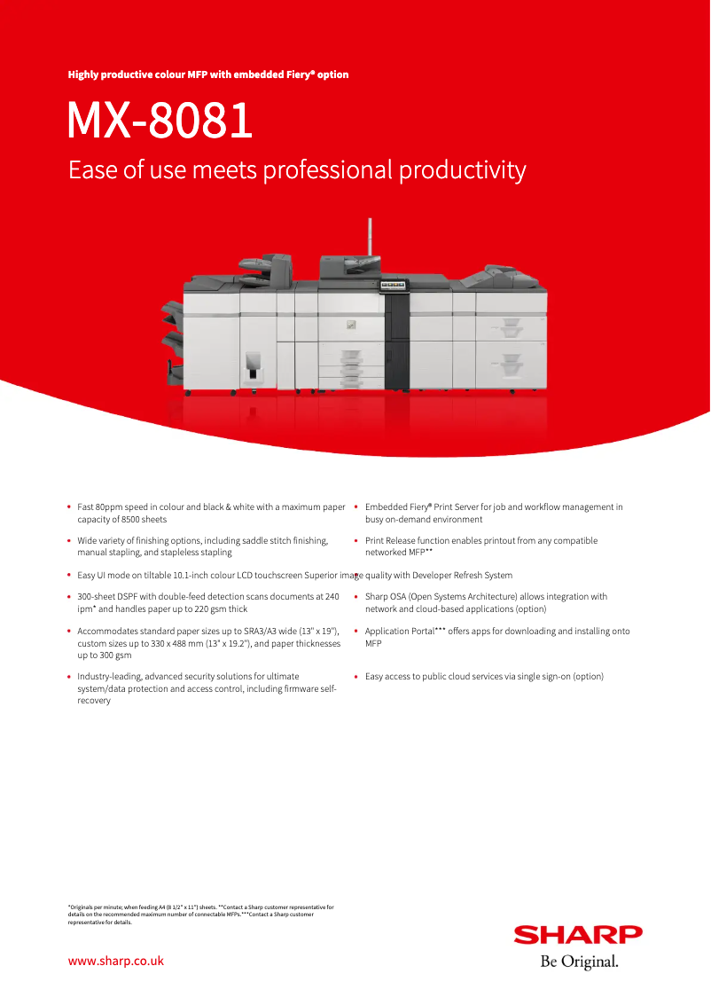 Imagen de la primera página del manual del dispositivo MX-8081