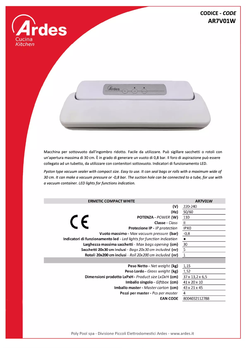 Imagen de la primera página del manual del dispositivo AR7V01W
