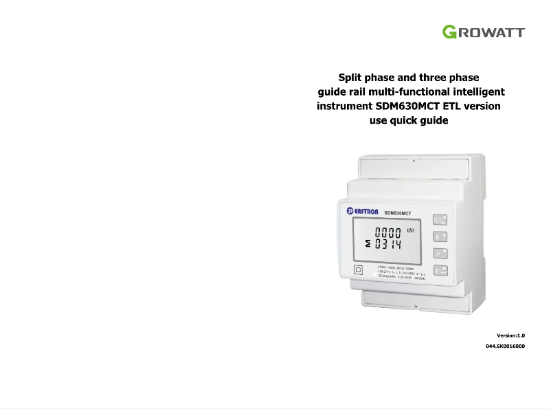 Página 1 del manual Manual de usuario Growatt Smart Meter