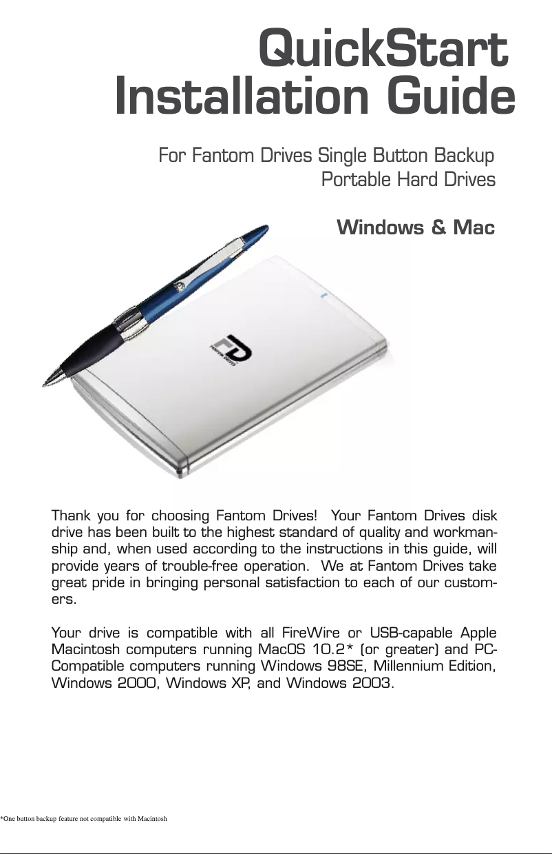 Imagen de la primera página del manual del dispositivo Fantom Titanium mini