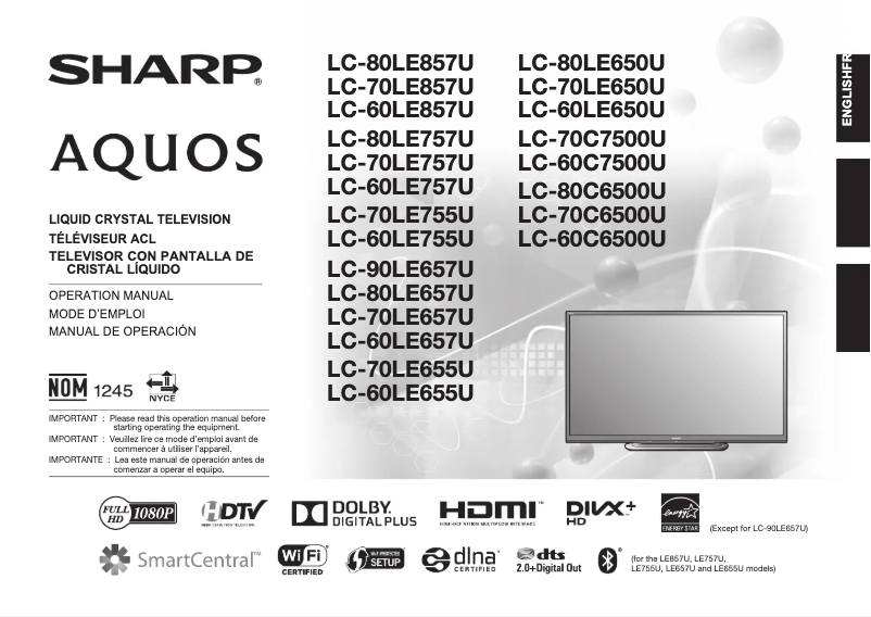 Página 1 del manual Manual de usuario Sharp LC-90LE657U