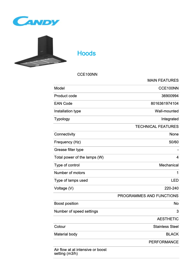 Imagen de la primera página del manual del dispositivo CCE100NN