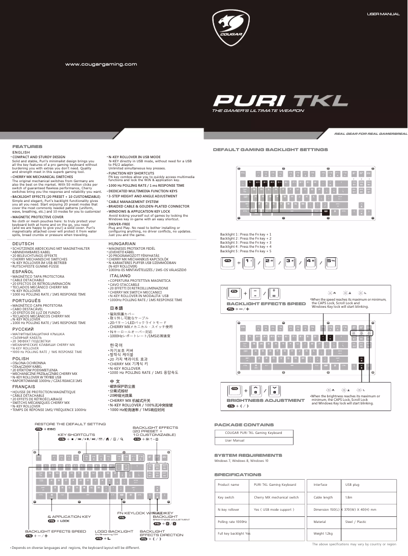 Imagen de la primera página del manual del dispositivo Puri TKL