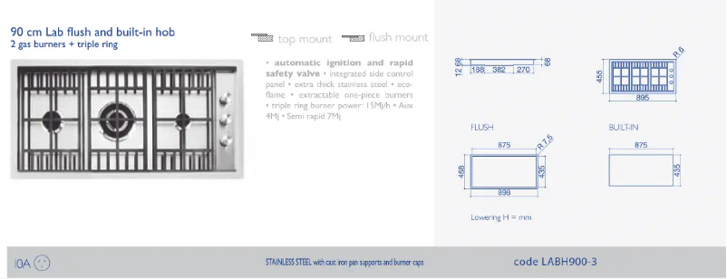 Página 1 del manual Ficha técnica Barazza LABH900-3NG