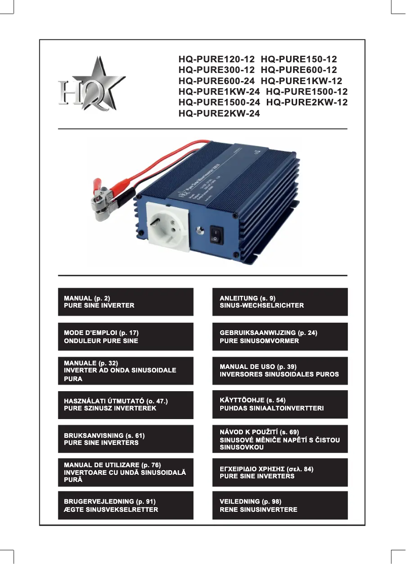Imagen de la primera página del manual del dispositivo HQ-PURE1KW-24