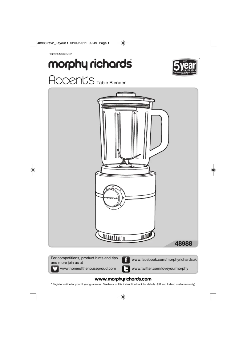 Página 1 del manual Manual de usuario Morphy Richards Accents table blender 48988
