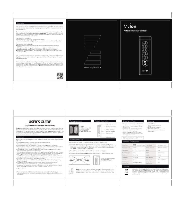 Página 1 del manual Manual de usuario Zepter MY iOn ION-02