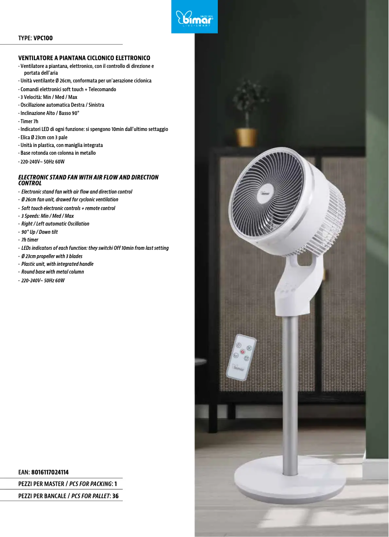 Página 1 del manual Ficha técnica Bimar VPC100