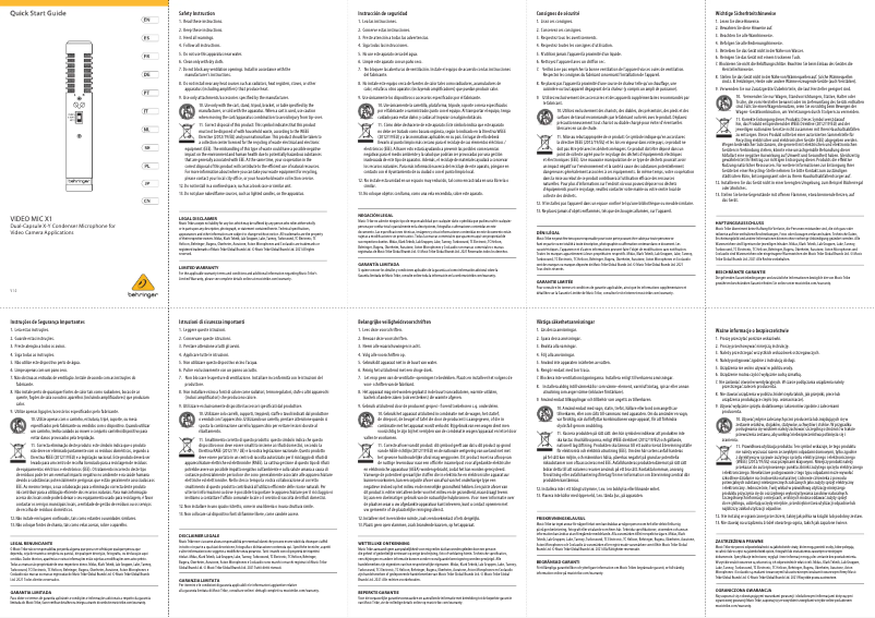 Imagen de la primera página del manual del dispositivo Video Mic X1