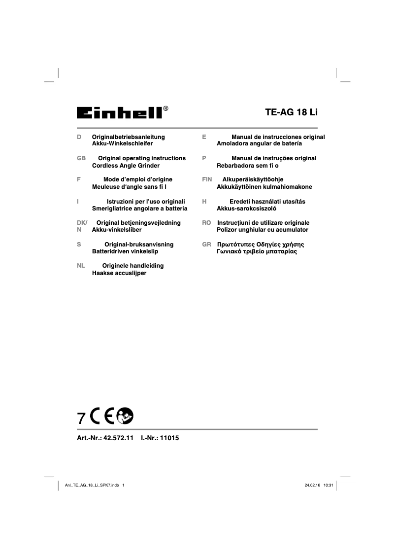 Página 1 del manual Manual de usuario Einhell TE-TK 18 Li Kit
