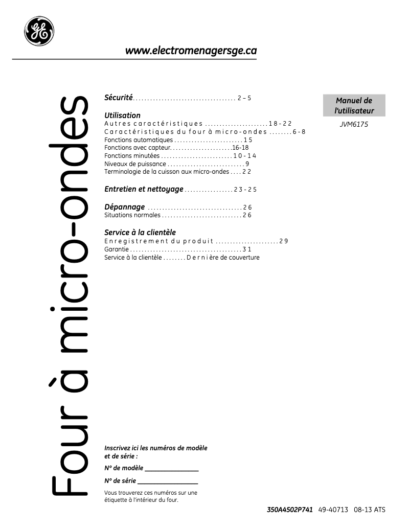 Imagen de la primera página del manual del dispositivo JVM6175SLVC