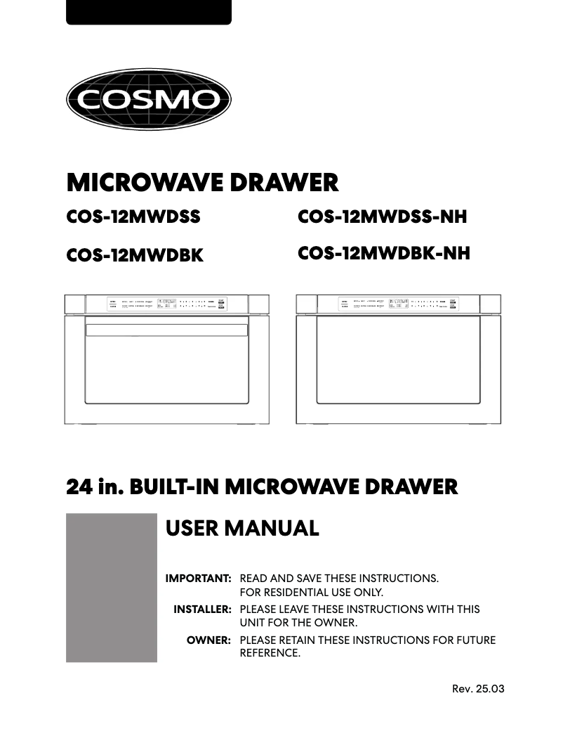 Imagen de la primera página del manual del dispositivo COS-12MWDSS