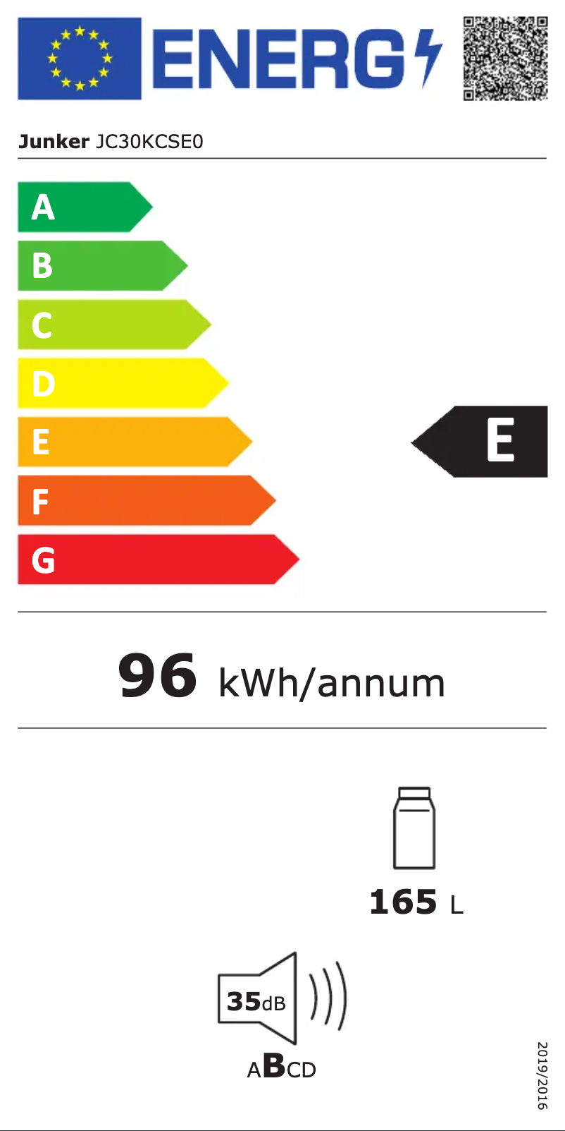 Página 1 del manual Etiqueta energética Junker JC30KCSE0