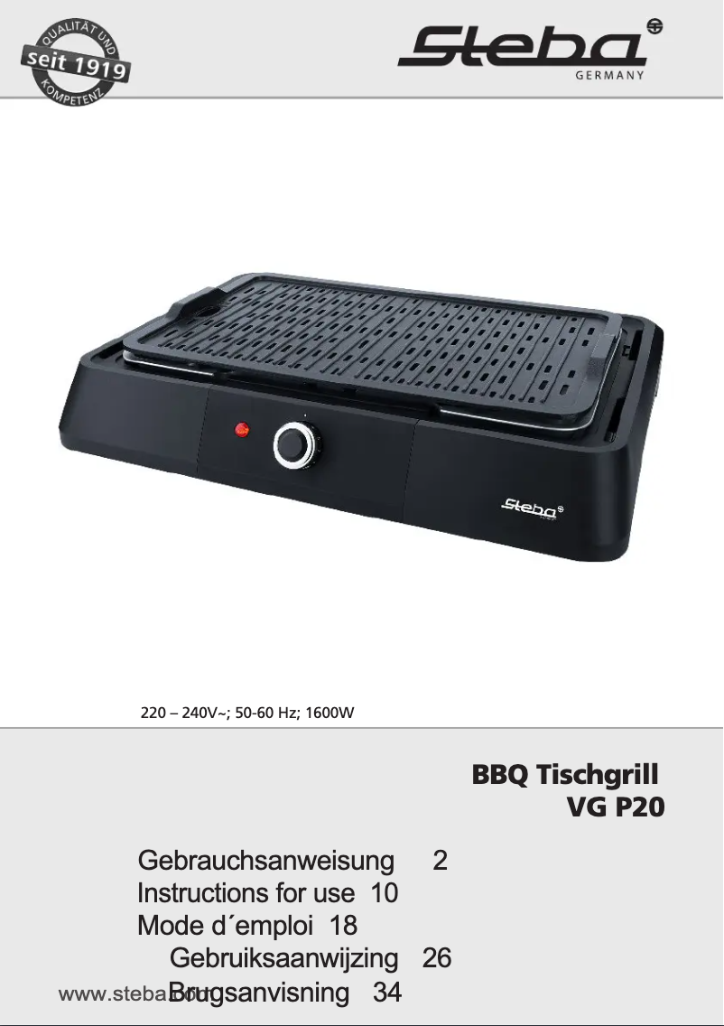 Página 1 del manual Manual de usuario Steba VG P20
