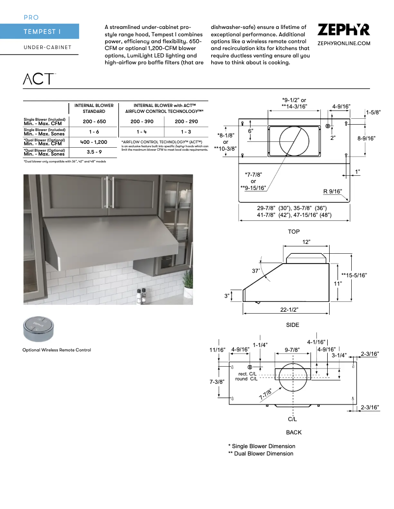 Página 1 del manual Ficha técnica Zephyr AK7042CS