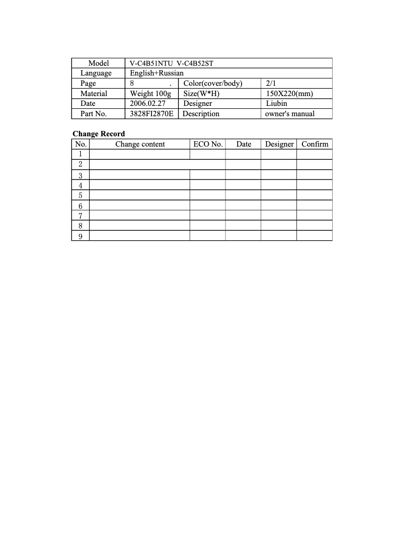 Imagen de la primera página del manual del dispositivo V-C4B52ST