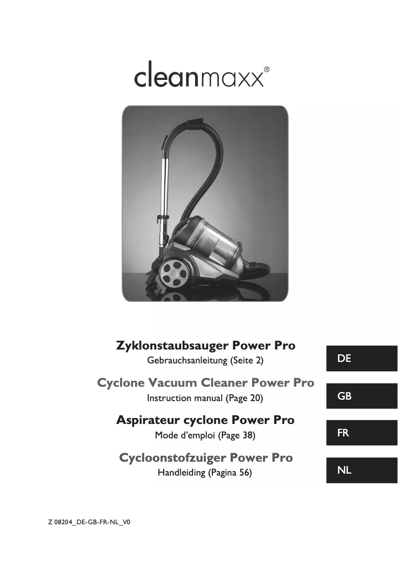 Página nº 1 - Manual de usuario Cleanmaxx Cycloon Power Pro Z 08204