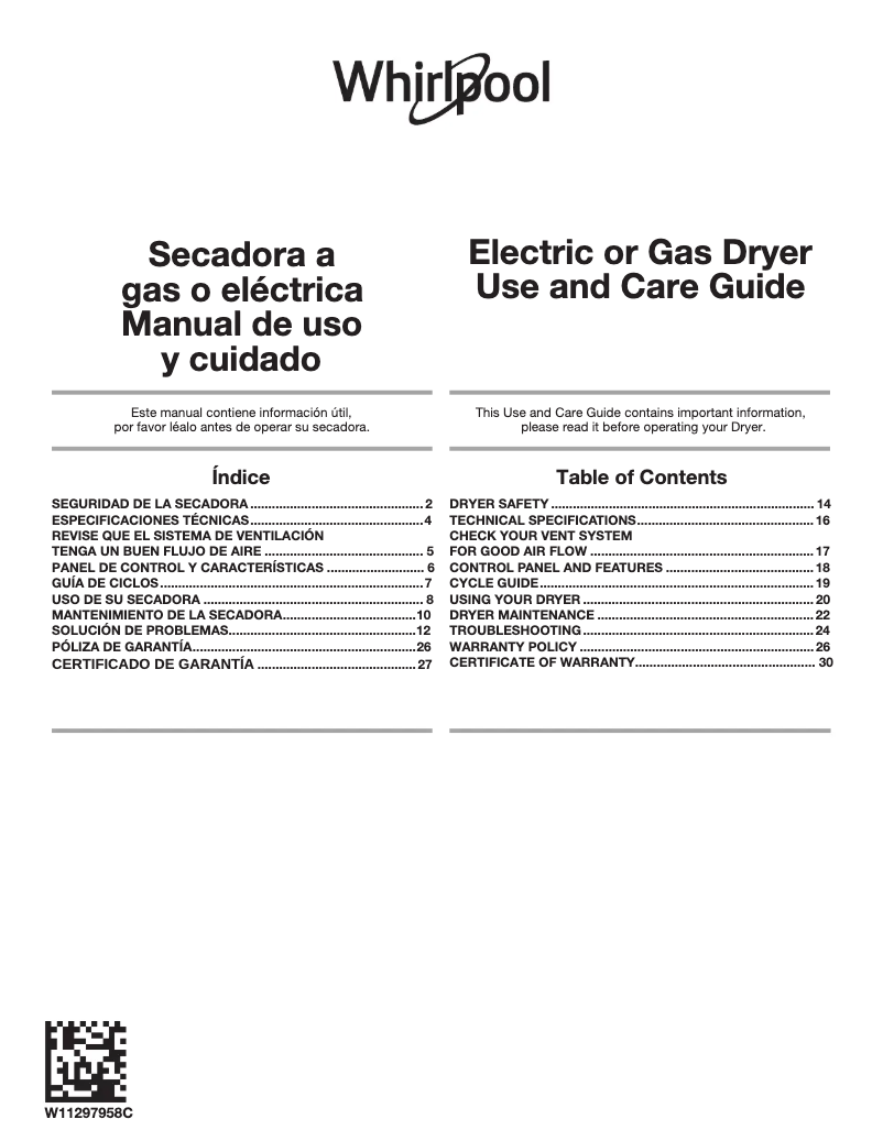 Imagen de la primera página del manual del dispositivo 7MWGD1930JM
