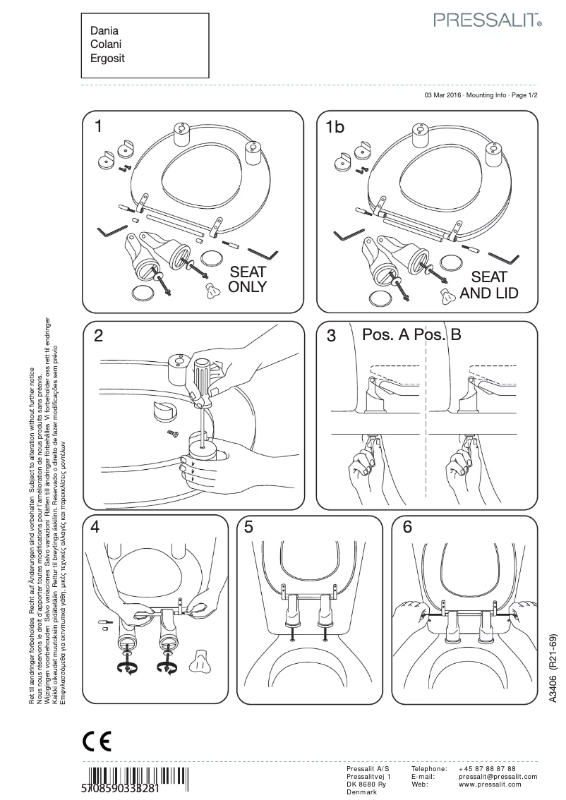 Página 1 del manual Manual de usuario Pressalit Projecta Pro