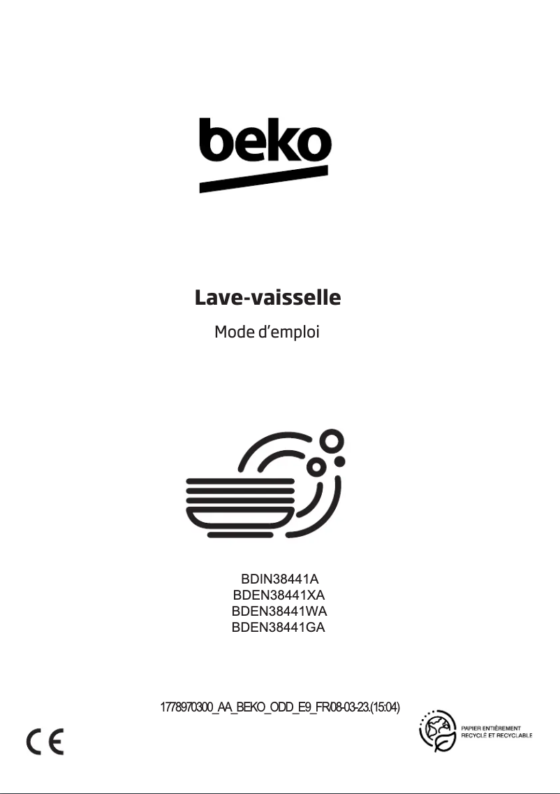 Página 1 del manual Manual de usuario Beko BDEN38441XA
