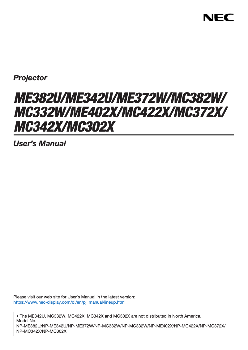 Página 1 del manual Manual de usuario NEC NP-ME382U