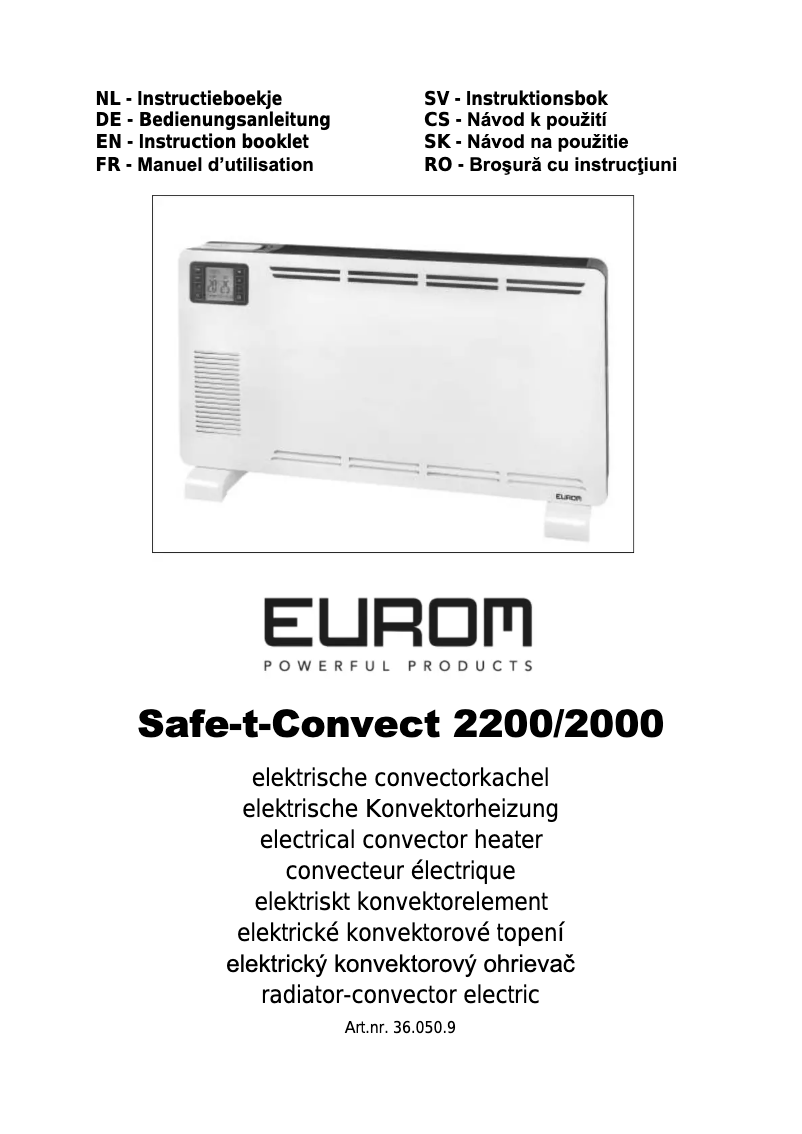 Imagen de la primera página del manual del dispositivo Safe-t-Convect 2200