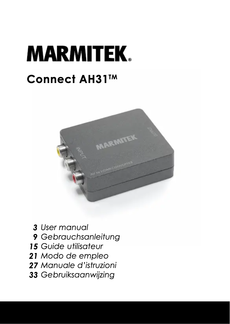 Página 1 del manual Ficha técnica Marmitek Connect AH31