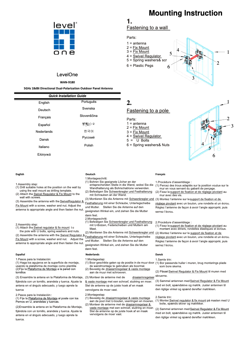 Imagen de la primera página del manual del dispositivo WAN-9180